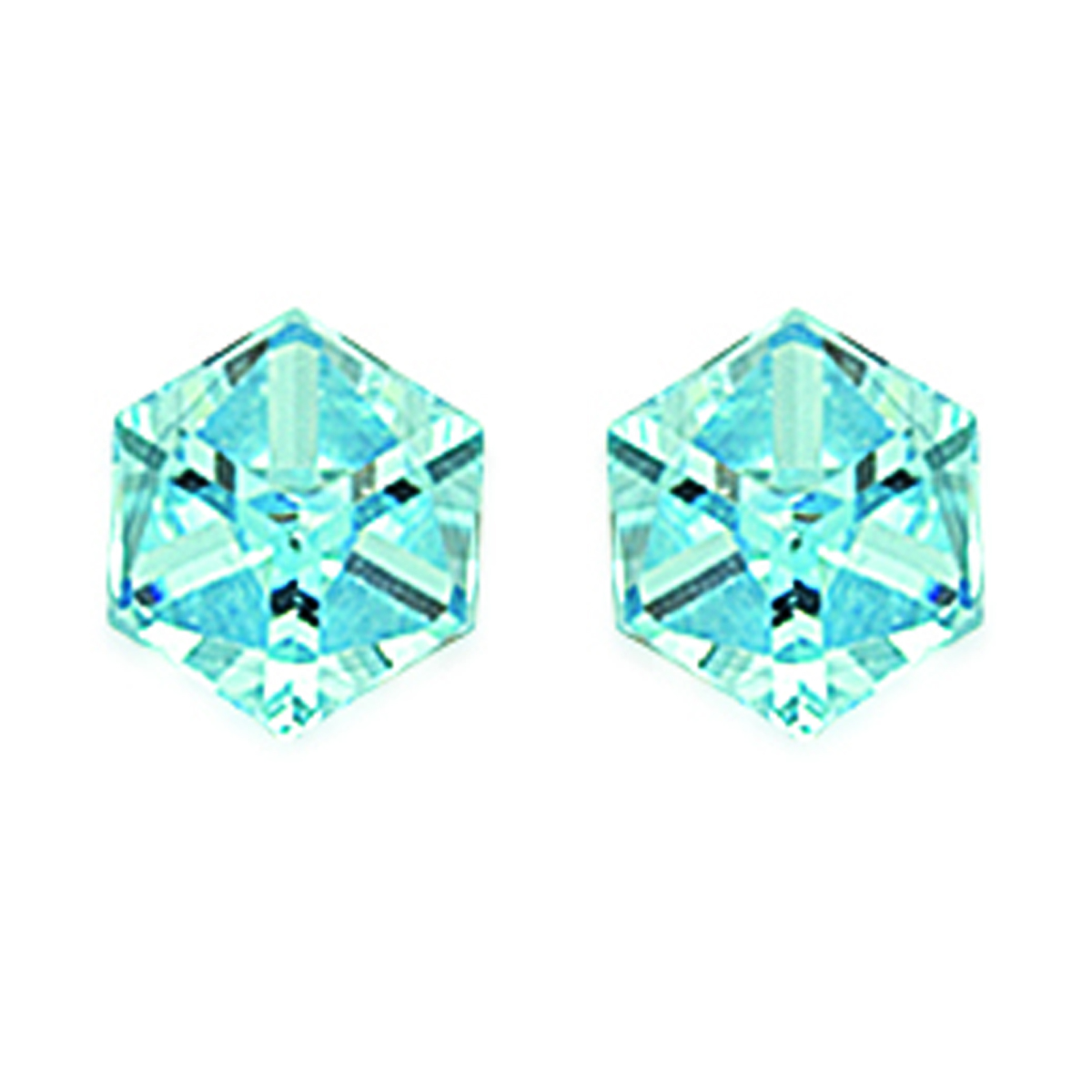 Boucles Argent \'Cubes de Cristal\' turquoise - 6 mm - [I1084]