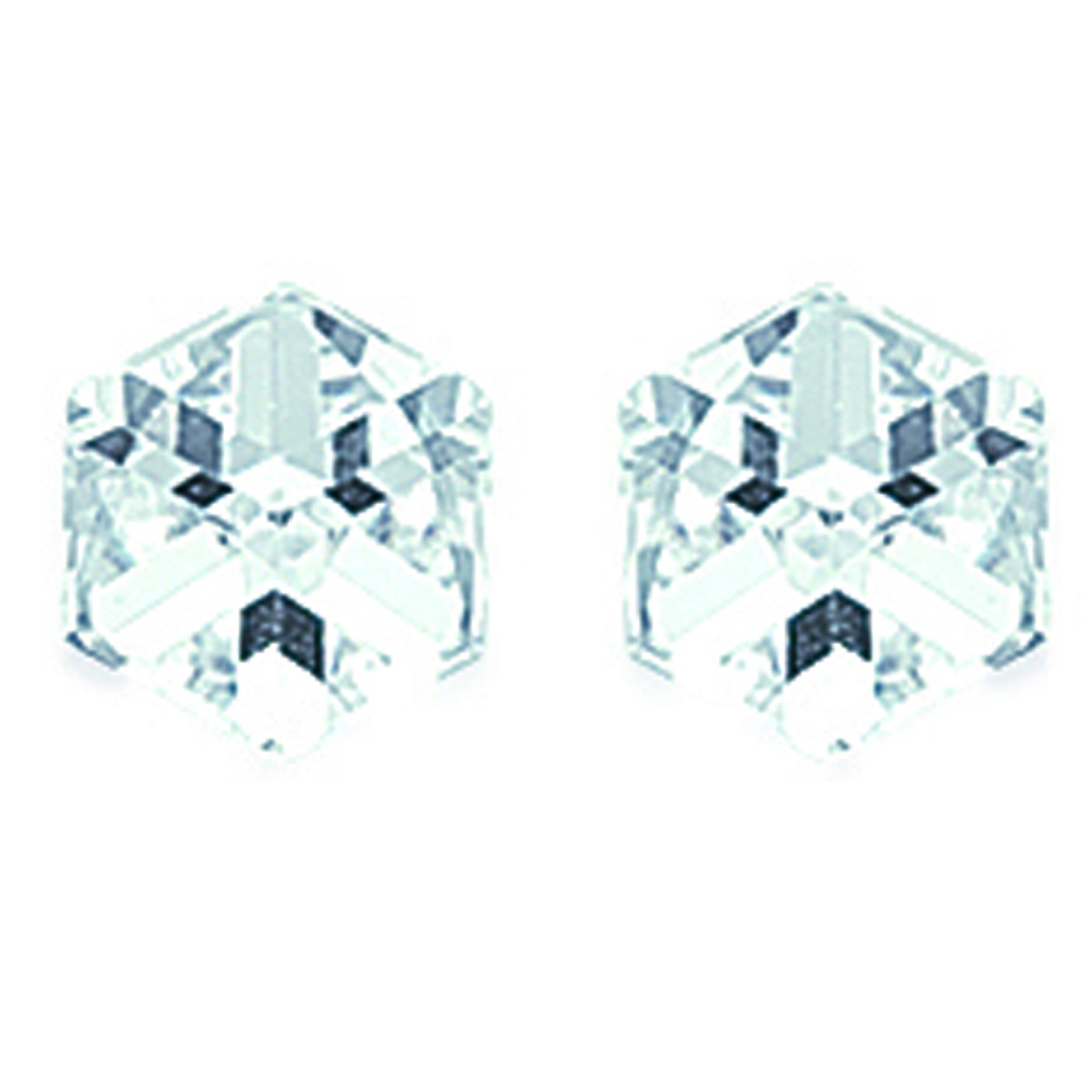Boucles Argent \'Cubes de Cristal\' blanc - 6 mm - [I1086]