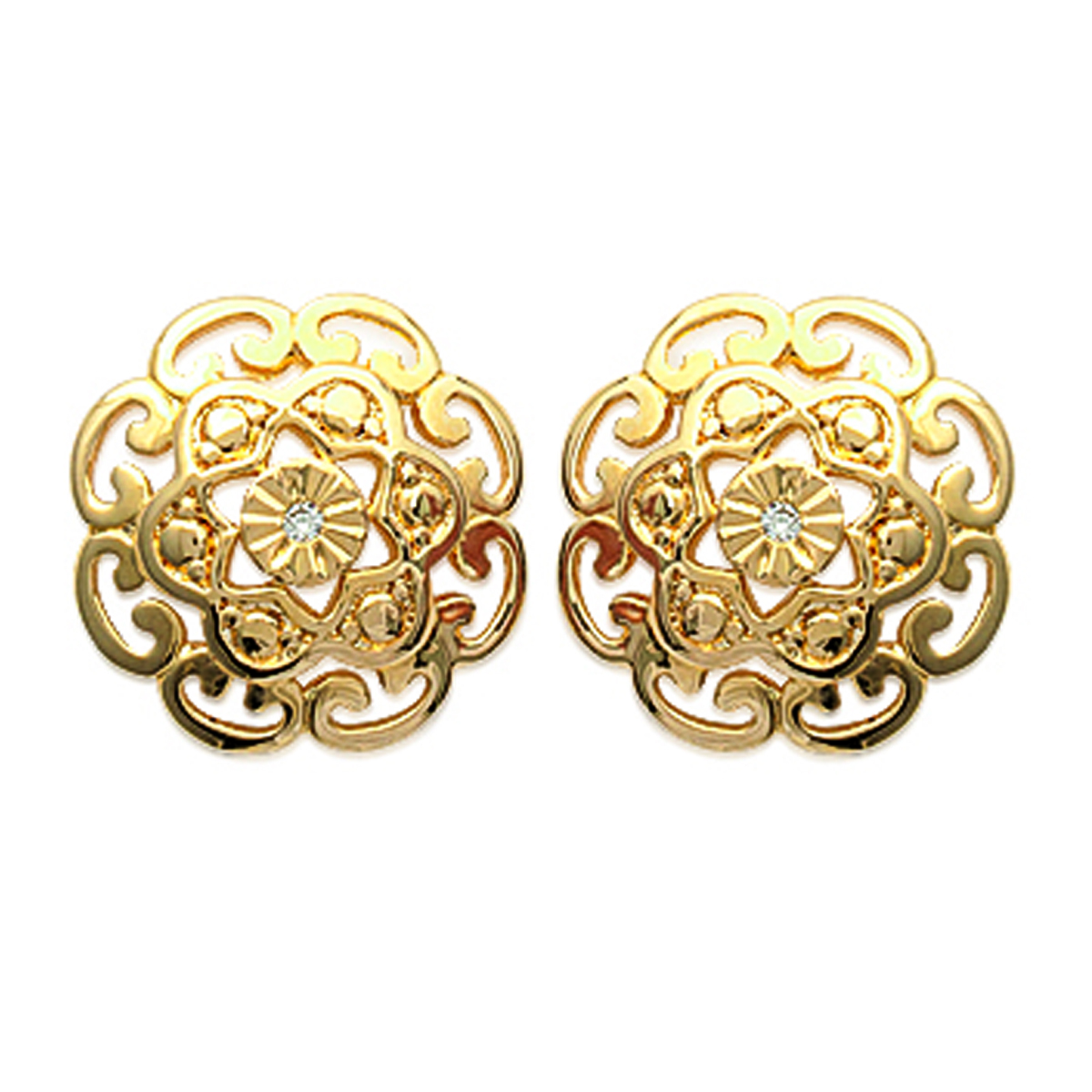 Boucles Plaqué Or \'Chorégraphie\' doré - 15 mm - [I1089]