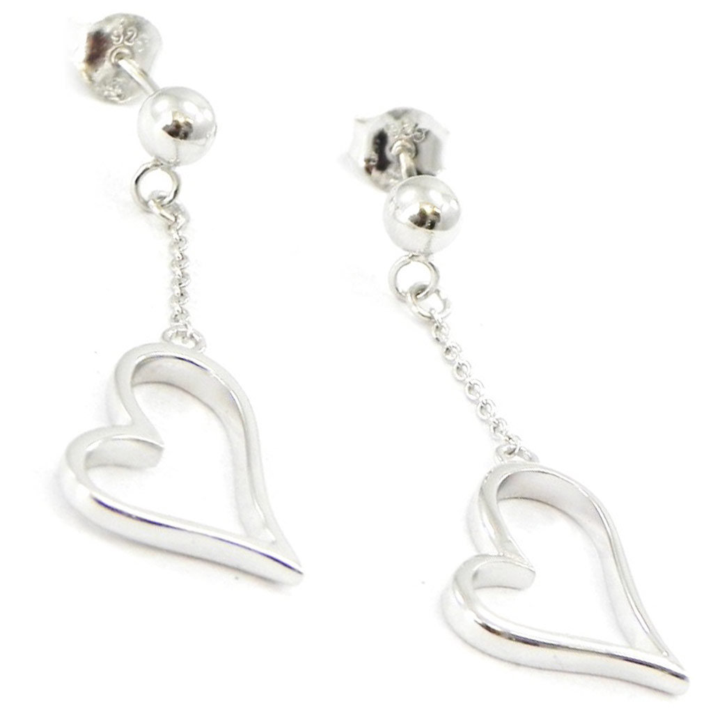 Boucles Argent \'Love\' argenté (rhodié) - 30x10 mm - [I4223]