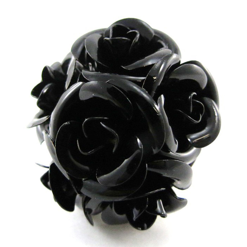 Bague Créateur \'Boules de Roses\' noir - [J2045]