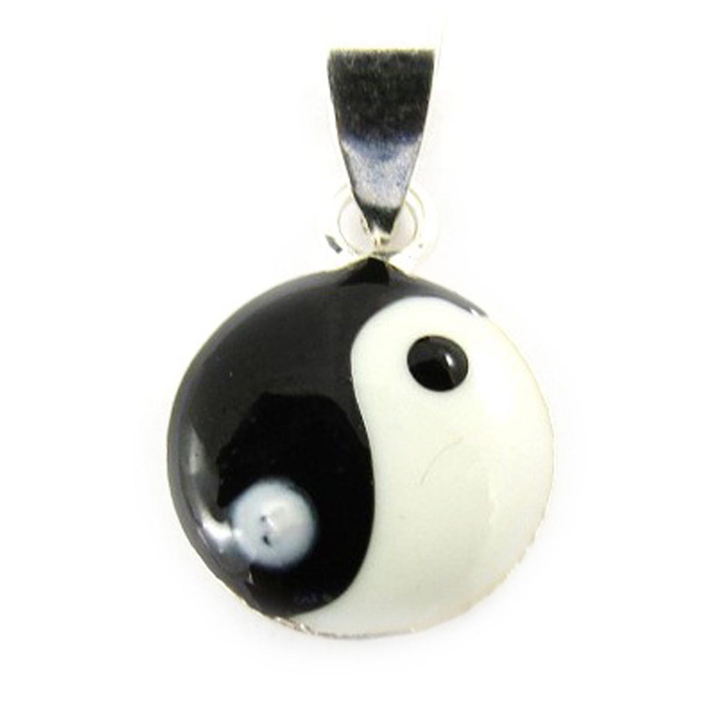 Pendentif Argent \'Yin Yang\' Noir Blanc - 10 mm - [J5253]