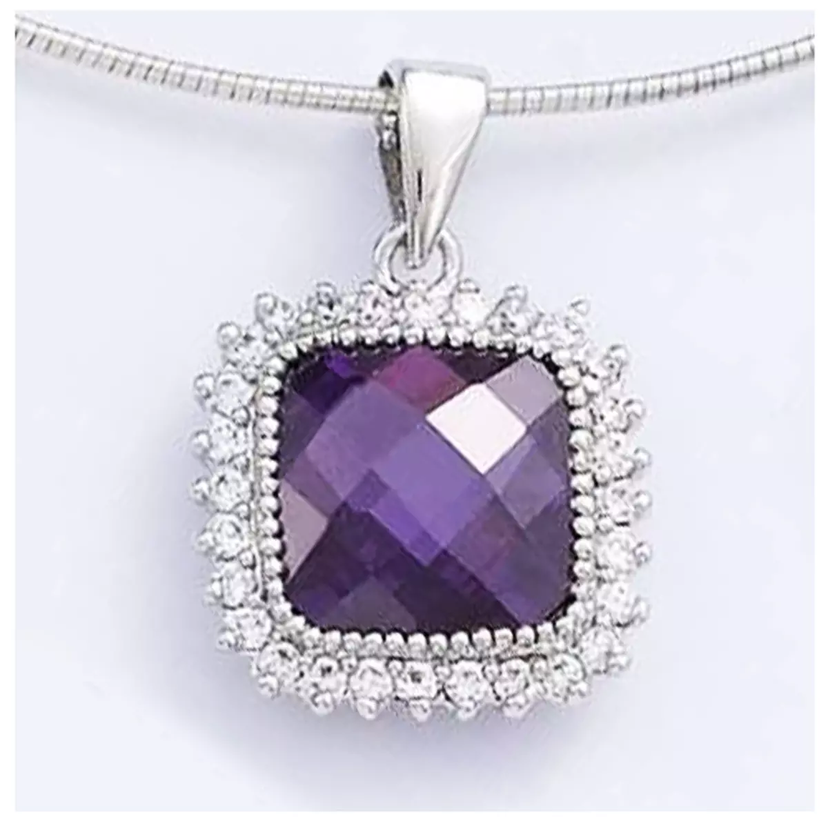 les trésors de lily Pendentif Argent 'Sissi' violet argenté (rhodié) 15x15 mm [J5255]