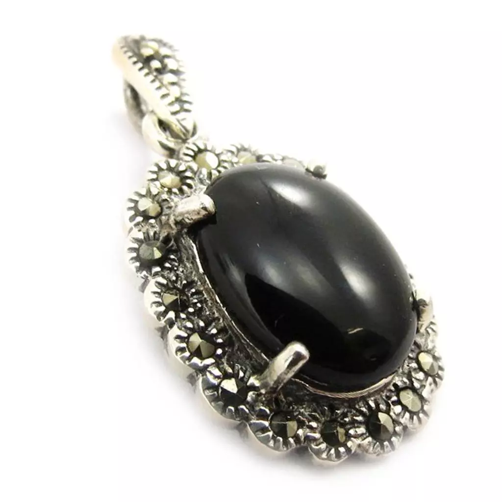 les trésors de lily Pendentif Argent 'Sappho' noir [J5269]
