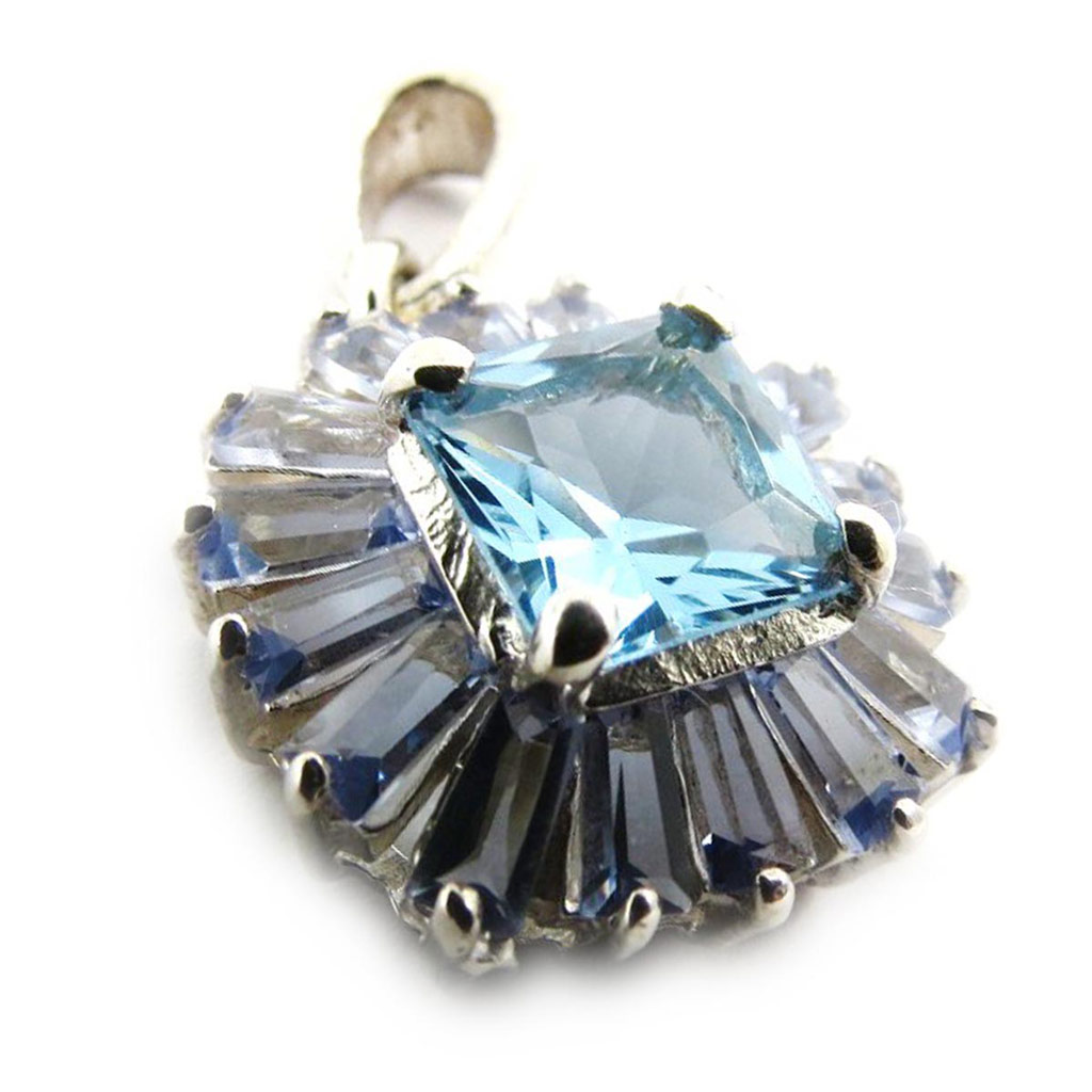 Pendentif Argent \'Sissi\' bleu - [J5277]