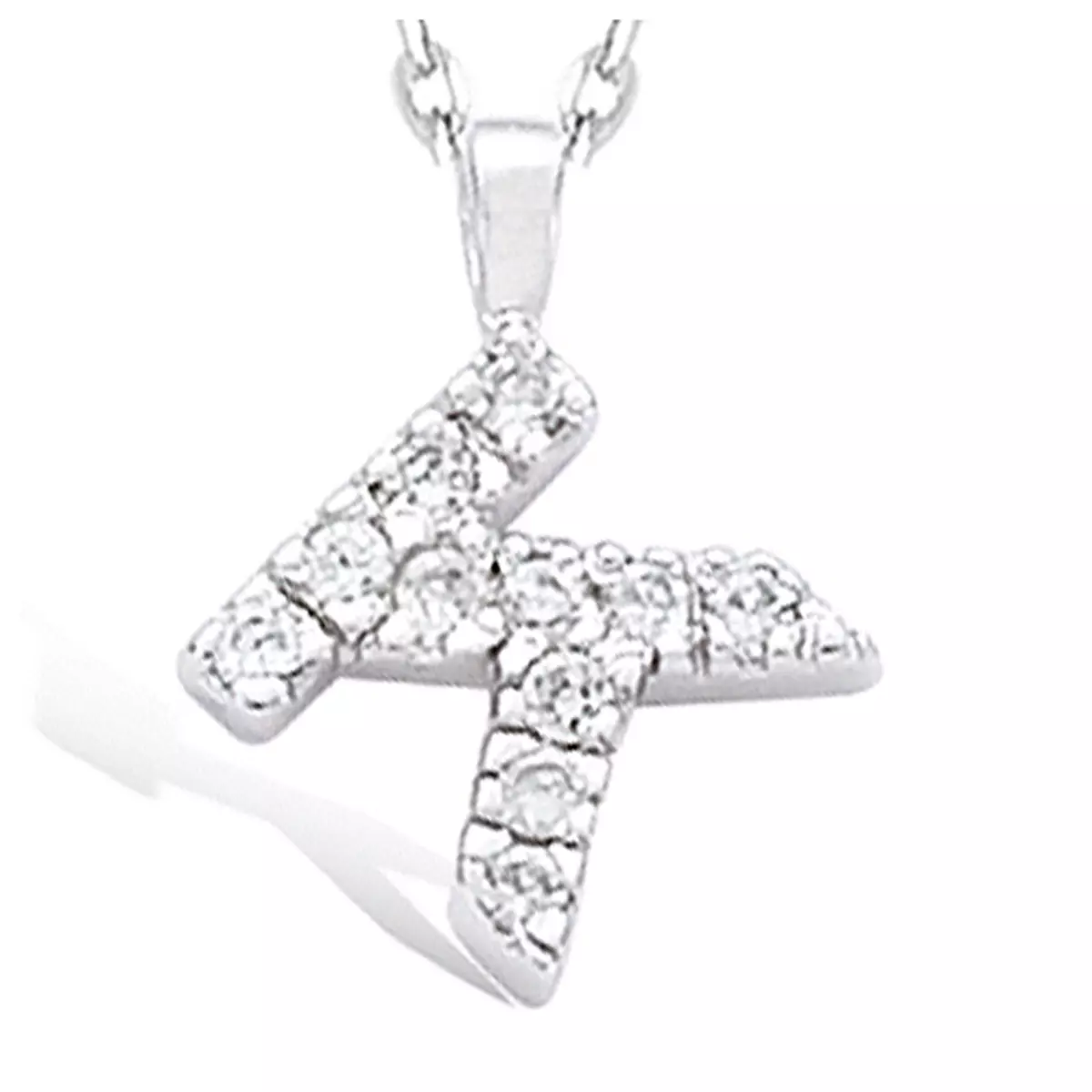 les trésors de lily Pendentif Plaqué Or 'Lettre K' blanc argenté (rhodié) 9x9 mm [J5292]