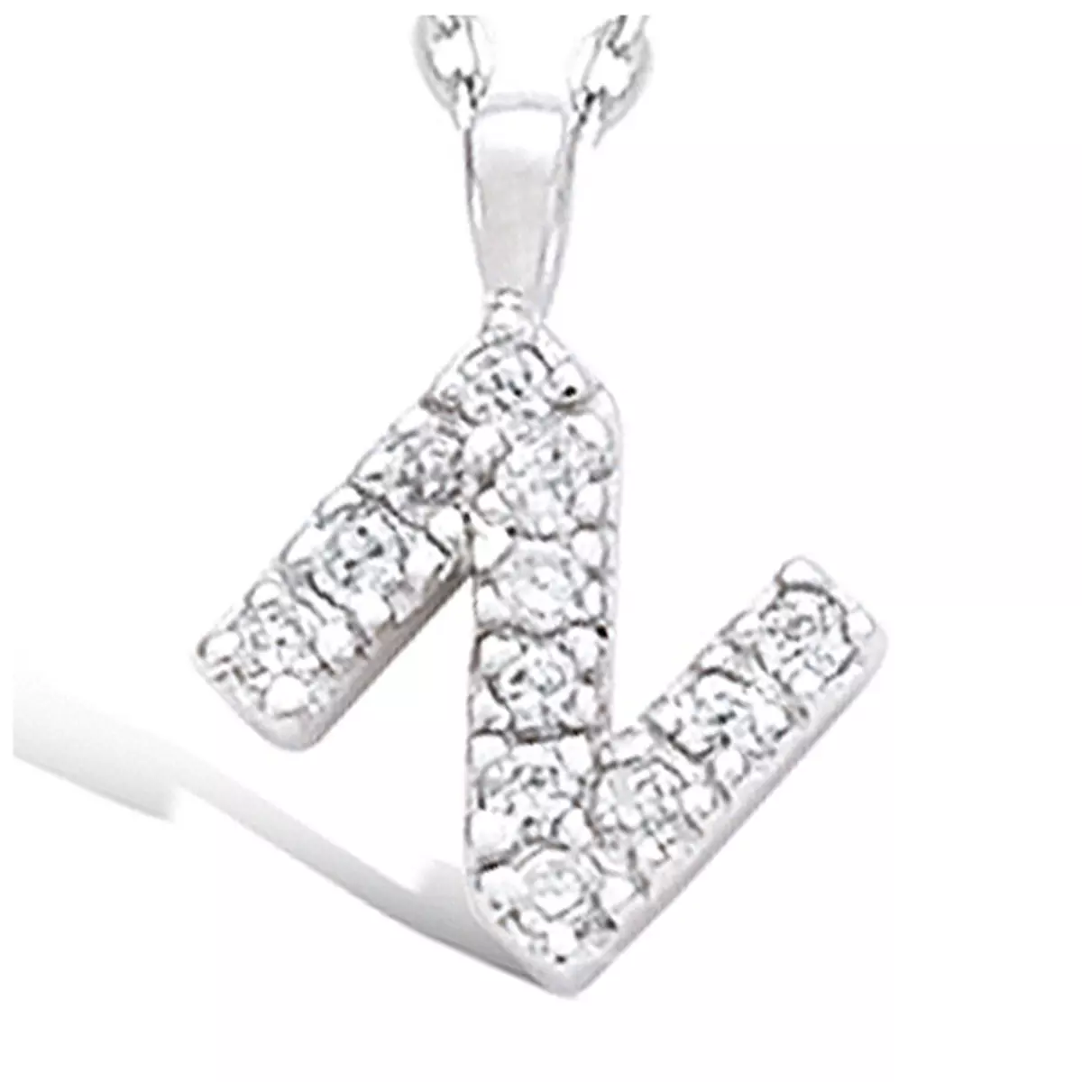 les trésors de lily Pendentif Plaqué Or 'Lettre N' blanc argenté (rhodié) 9x9 mm [J5296]
