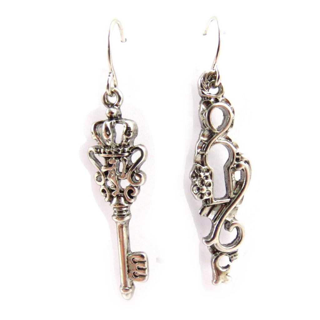 Boucles Créateur \'Cunégonde\' argenté (clé) - [J6720]