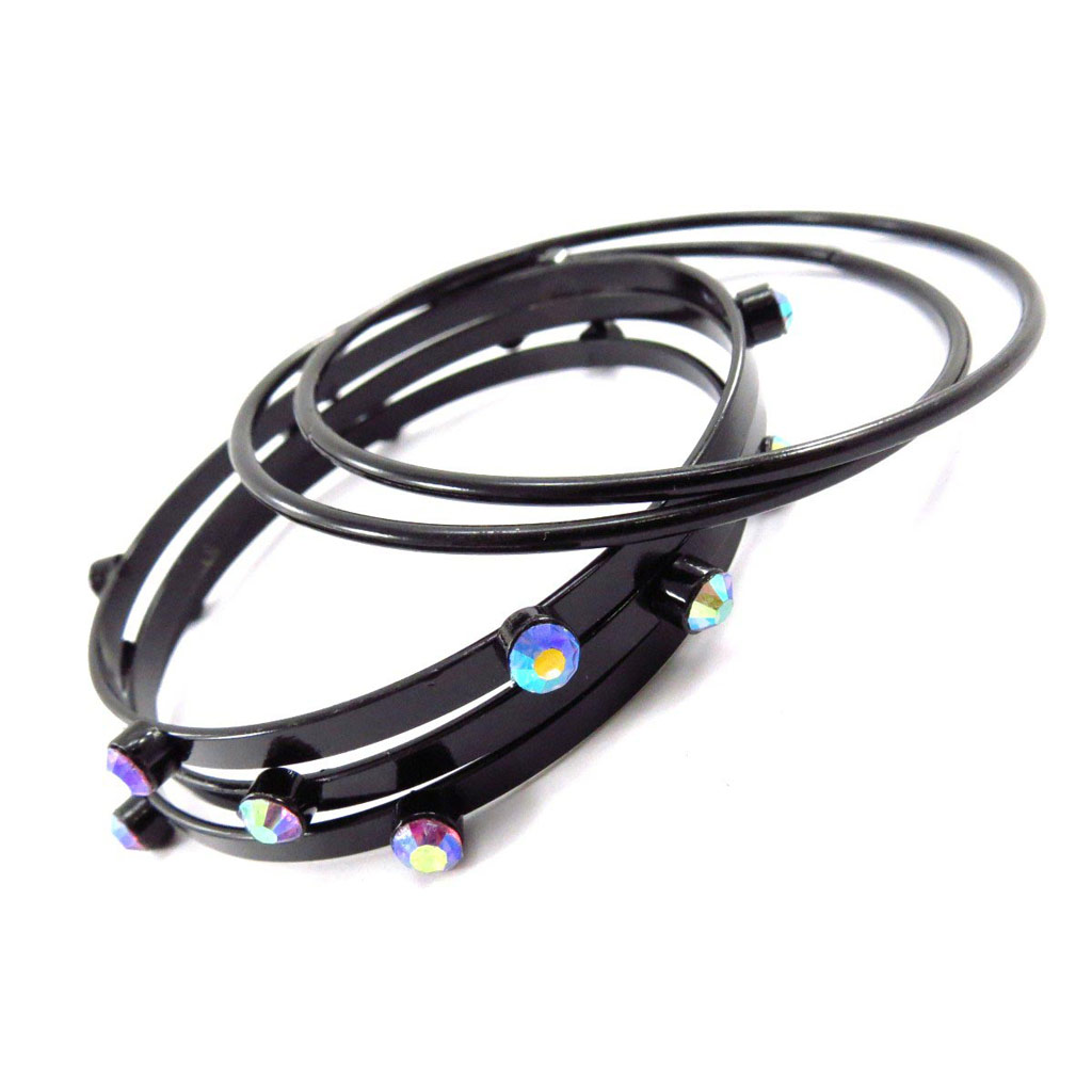 Bracelet créateur \'Sissi\' noir - [J6843]