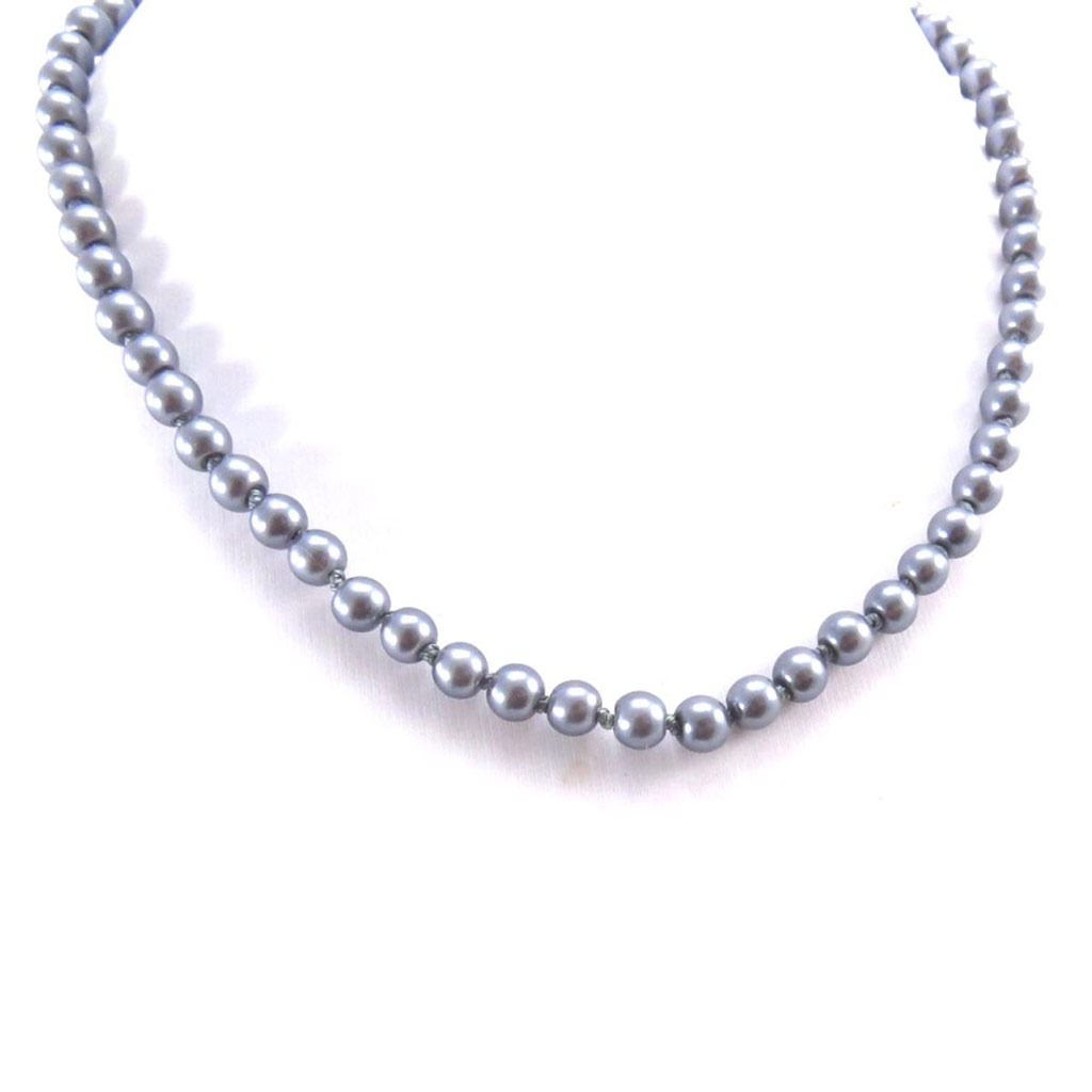 Collier \'Perla\' gris (6 mm) - [J7197]