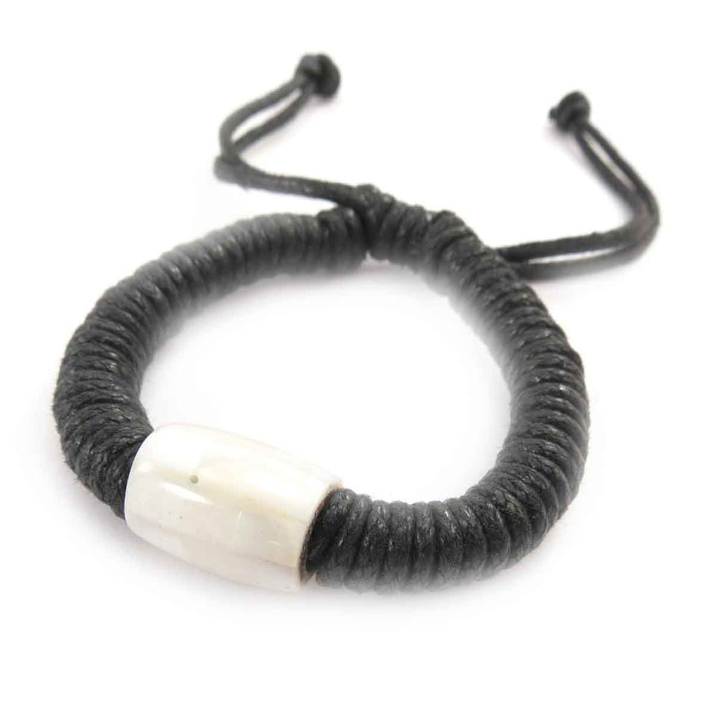 Bracelet fantaisie \'Kilimanjaro\' ivoire noir - [J8712]