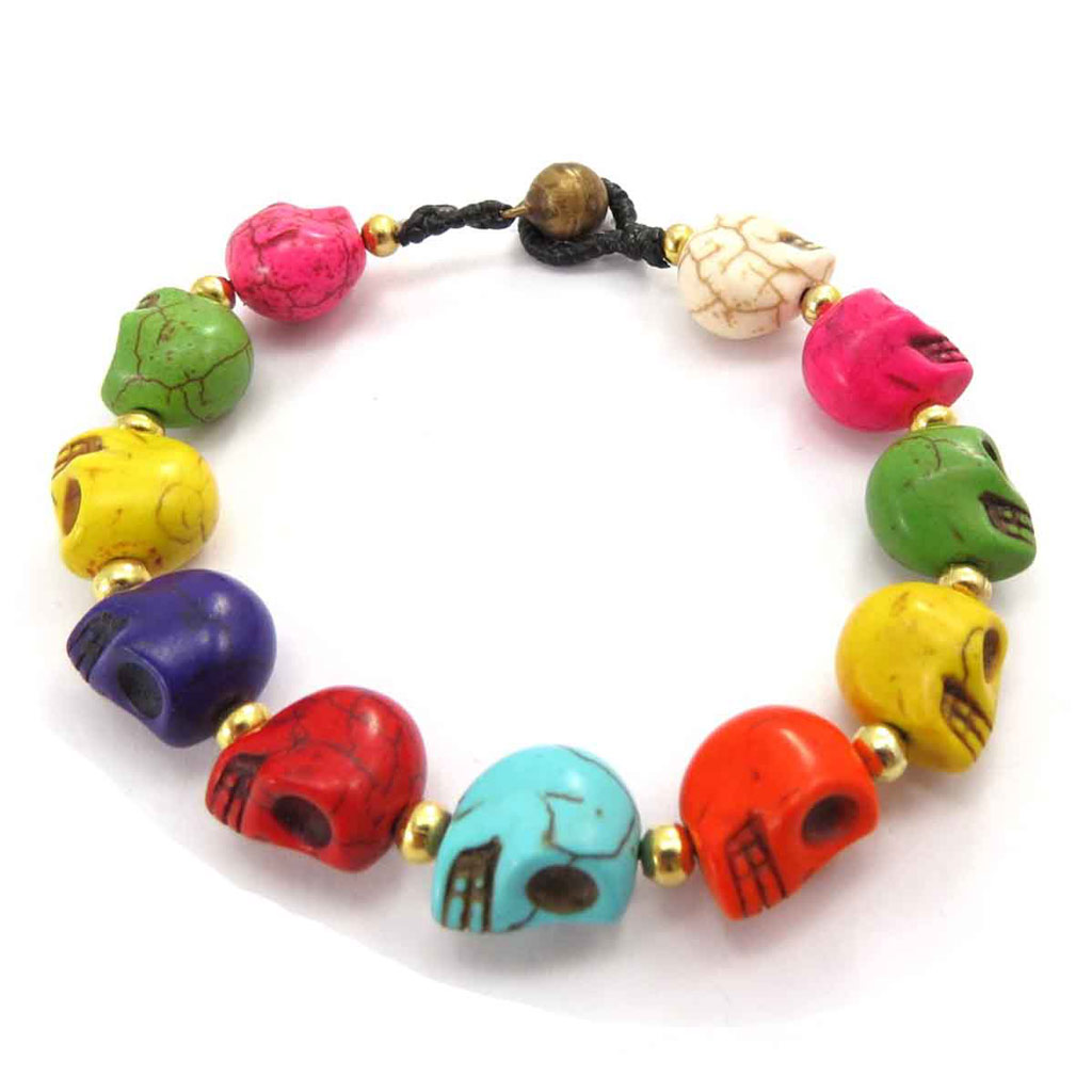 Bracelet créateur \'Tête de Mort\' multicolore - [J8726]