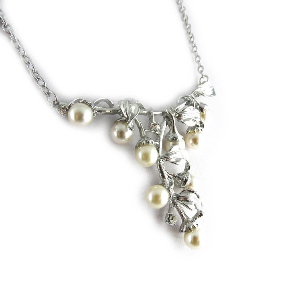 Collier \'Sissi\' ivoire argenté - [L1336]