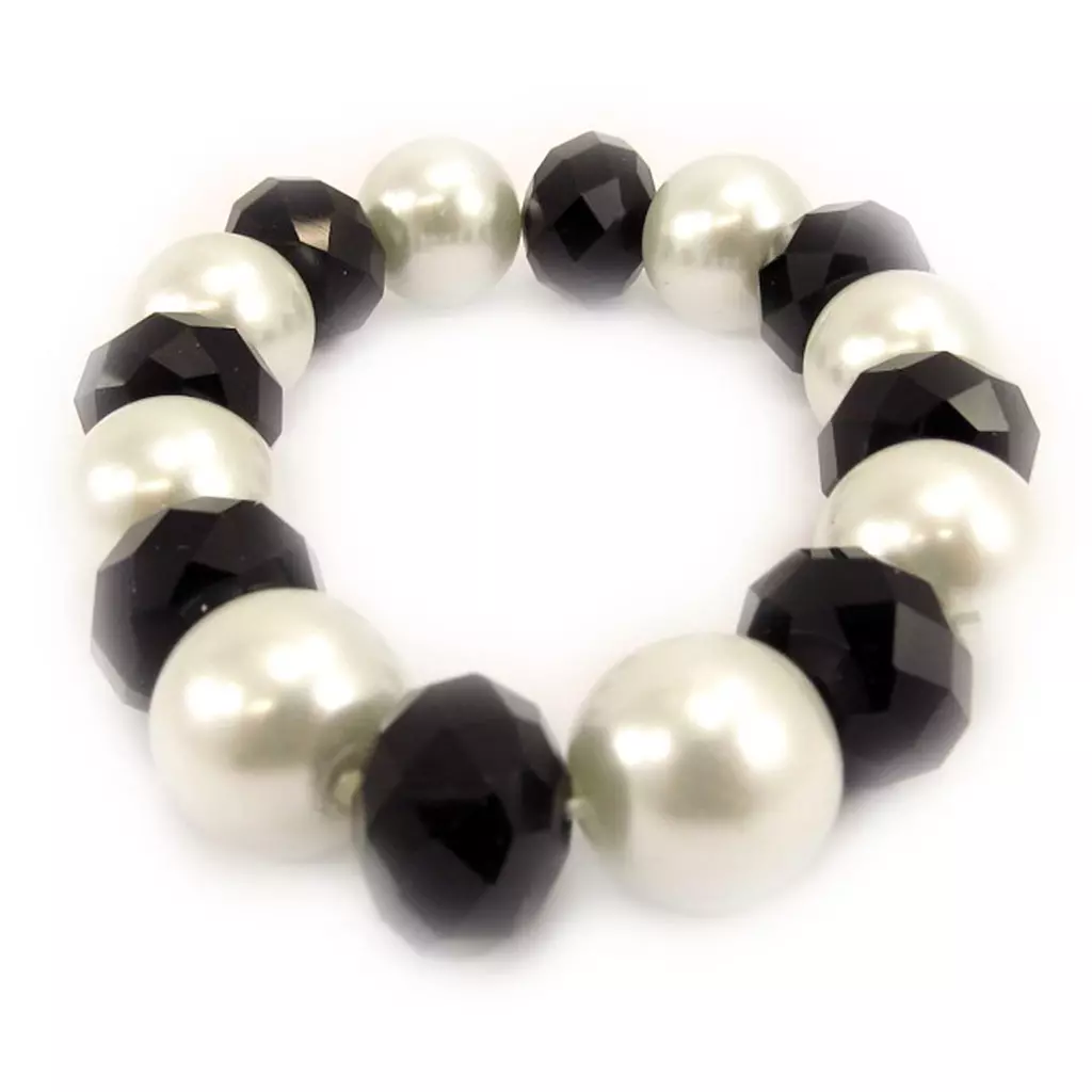 les trésors de lily Bracelet 'Sissi' noir ivoire [L1611]