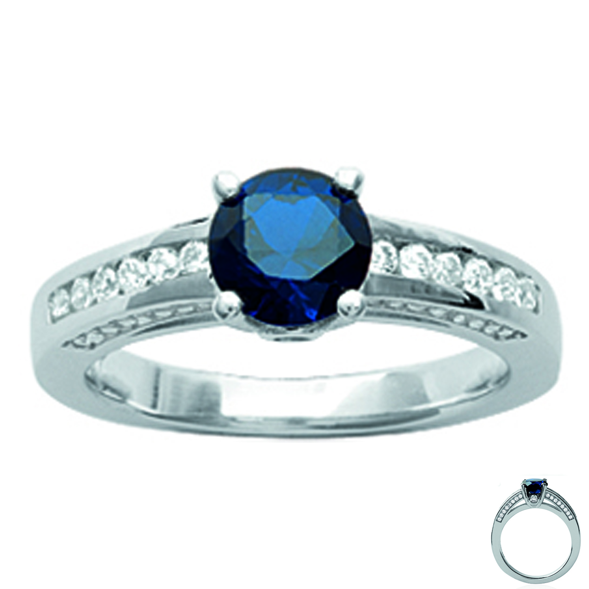 Bague Argent \'Sissi\' saphir blanc argenté (rhodié) - 6 mm - [L3754]
