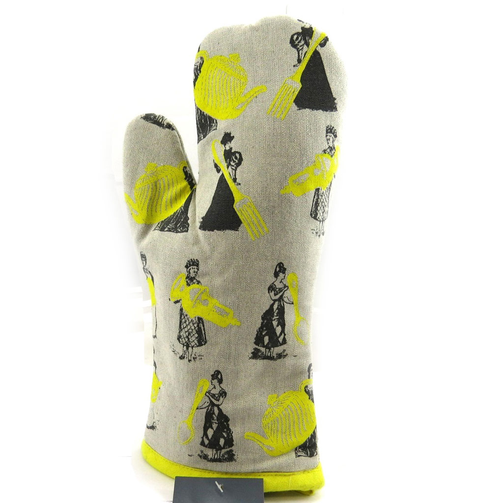 Gant de cuisine \'Belle Epoque\' taupe jaune - [L4241]