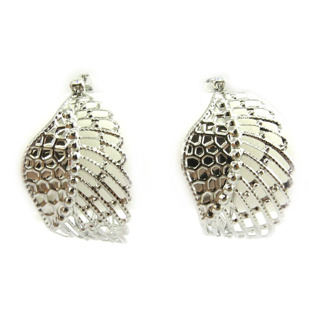 Créoles \'Les Ailes d\'Ange\' argenté - [L4265]