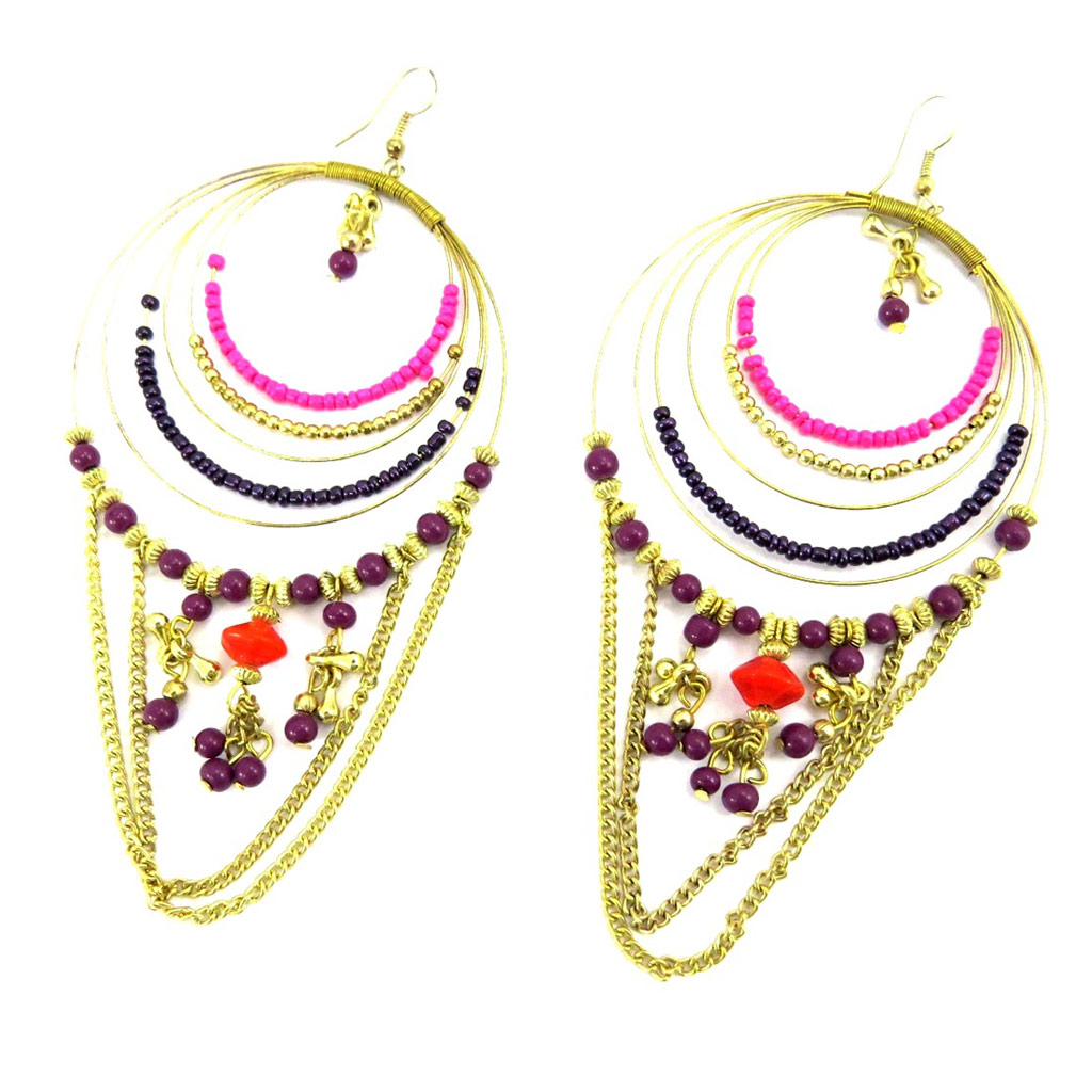 Boucles Créateur \'Altaï\' violet doré - [L5770]