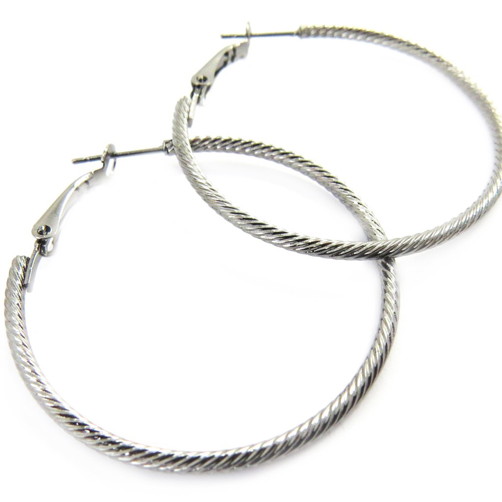 Créoles \'Chorégraphie\' gris Ø 40 mm - [L7602]