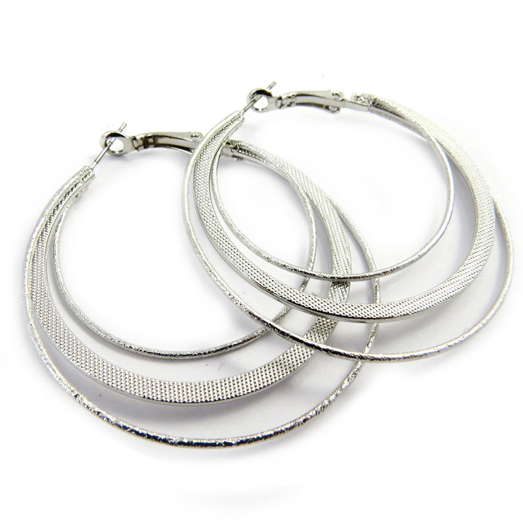Créoles \'Chorégraphie\' argenté Ø 55 mm - [L7609]