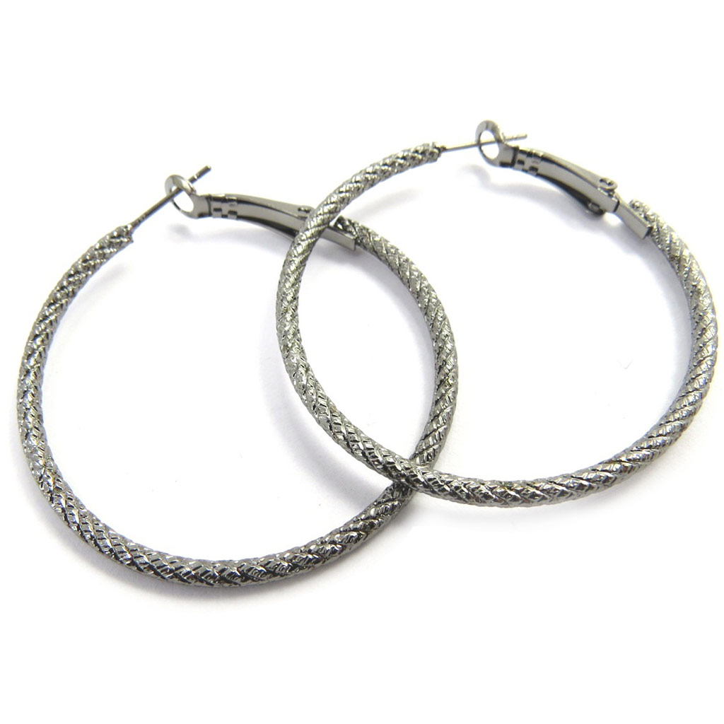 Créoles \'Chorégraphie\' gris Ø 40 mm - [L7637]