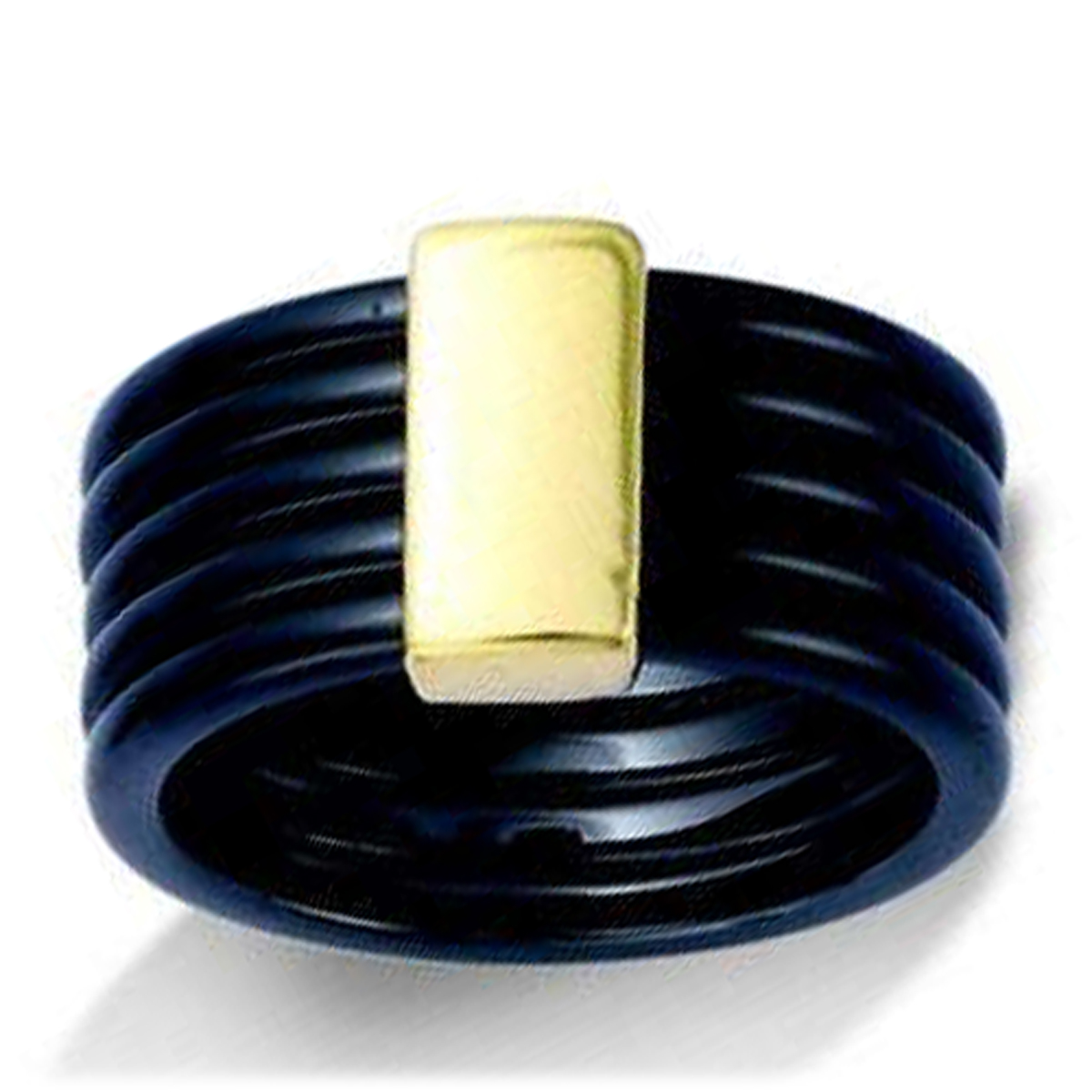 Bague Plaqué Or \'Chorégraphie\' noir céramique doré - 11 mm - [L9510]