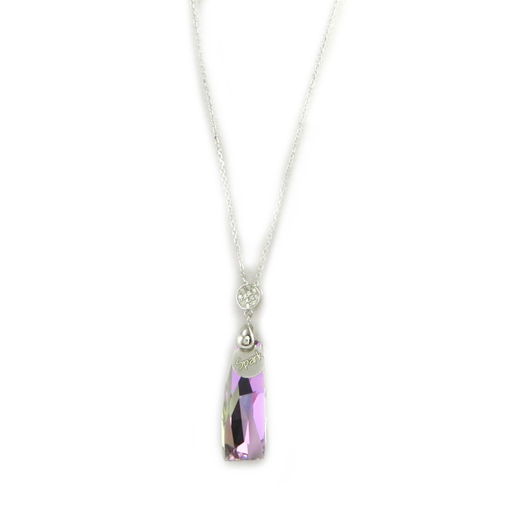 Collier Argent \'Sissi\' violet boréal (cristal de Swarovski) - [M1001]