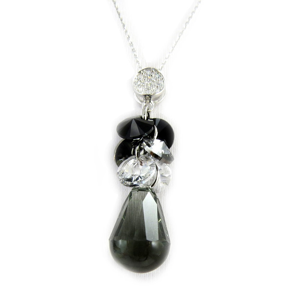 Collier Argent \'Sissi\' gris (cristal de Swarovski) - [M1017]