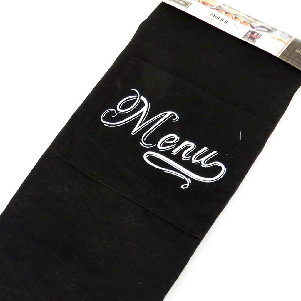 Tablier de cuisine \'Bistrot\' noir (menu) - [M7697]
