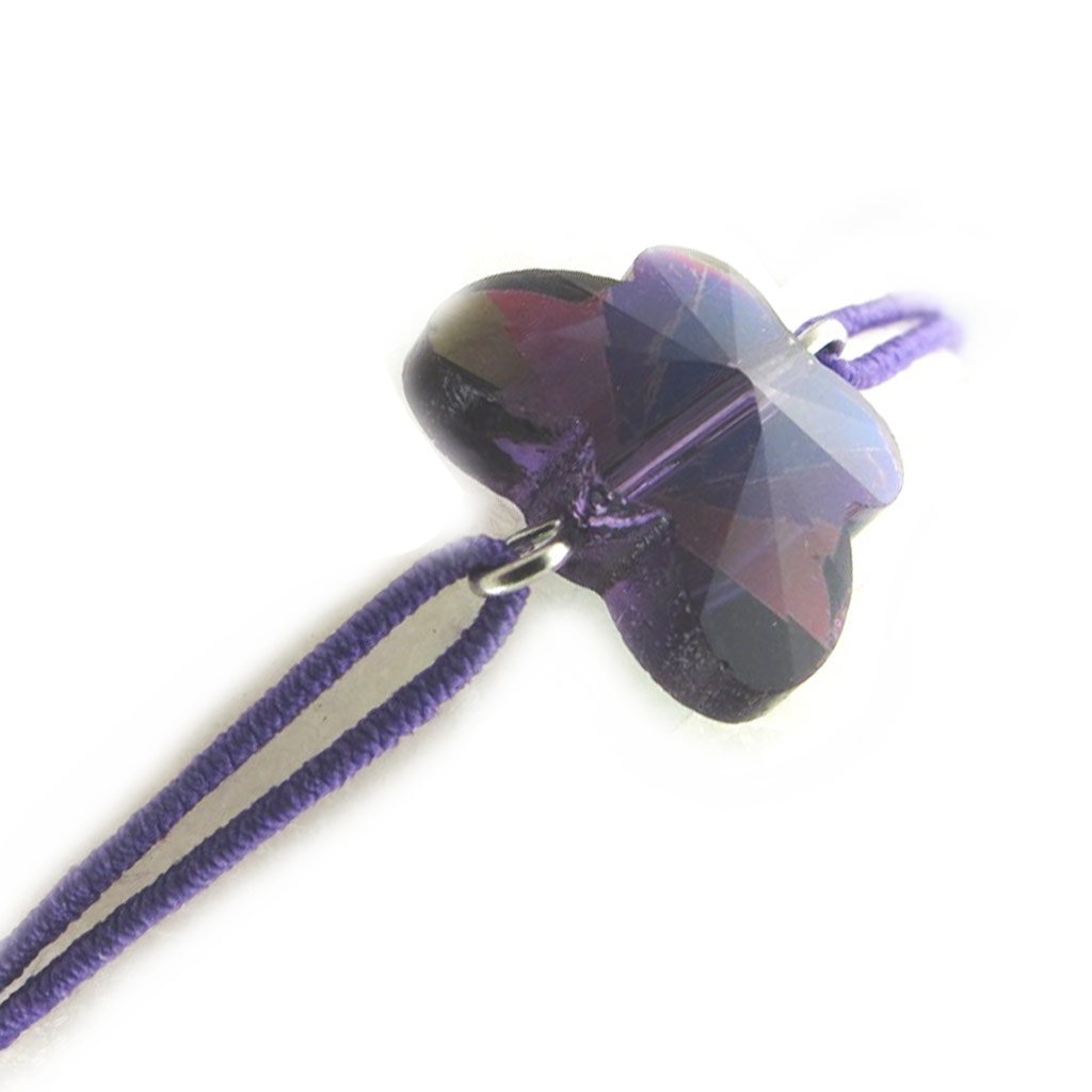 Bracelet élastique \'Cristal\' violet (papillon) - [M9416]