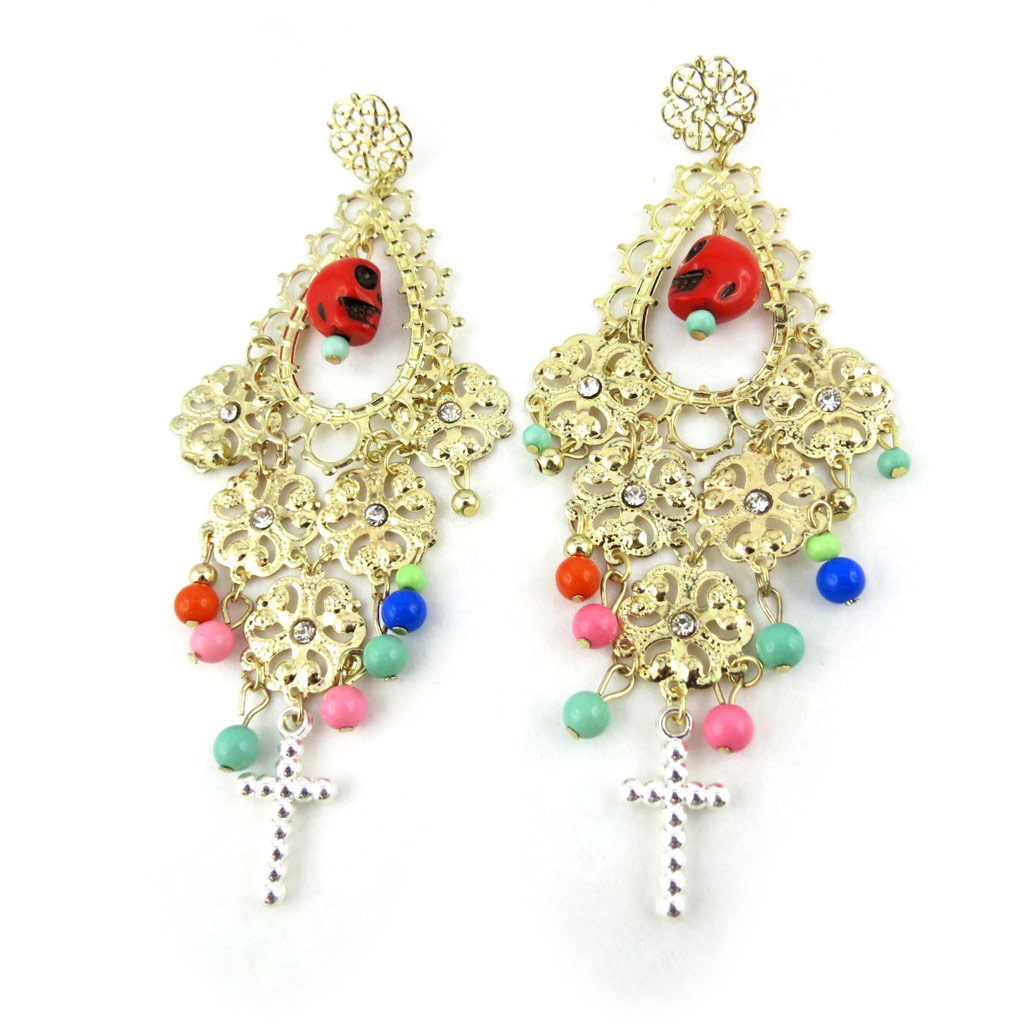 Boucles créateur \'Carmen\' doré multicolore - [N0799]