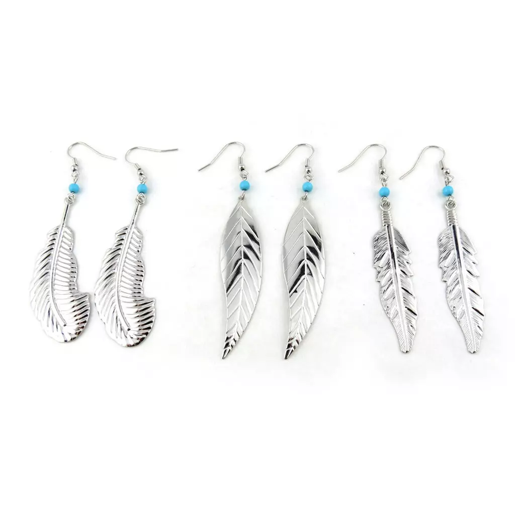 les trésors de lily 3 paires de boucles Créateur 'Navajos' turquoise argenté [N1003]