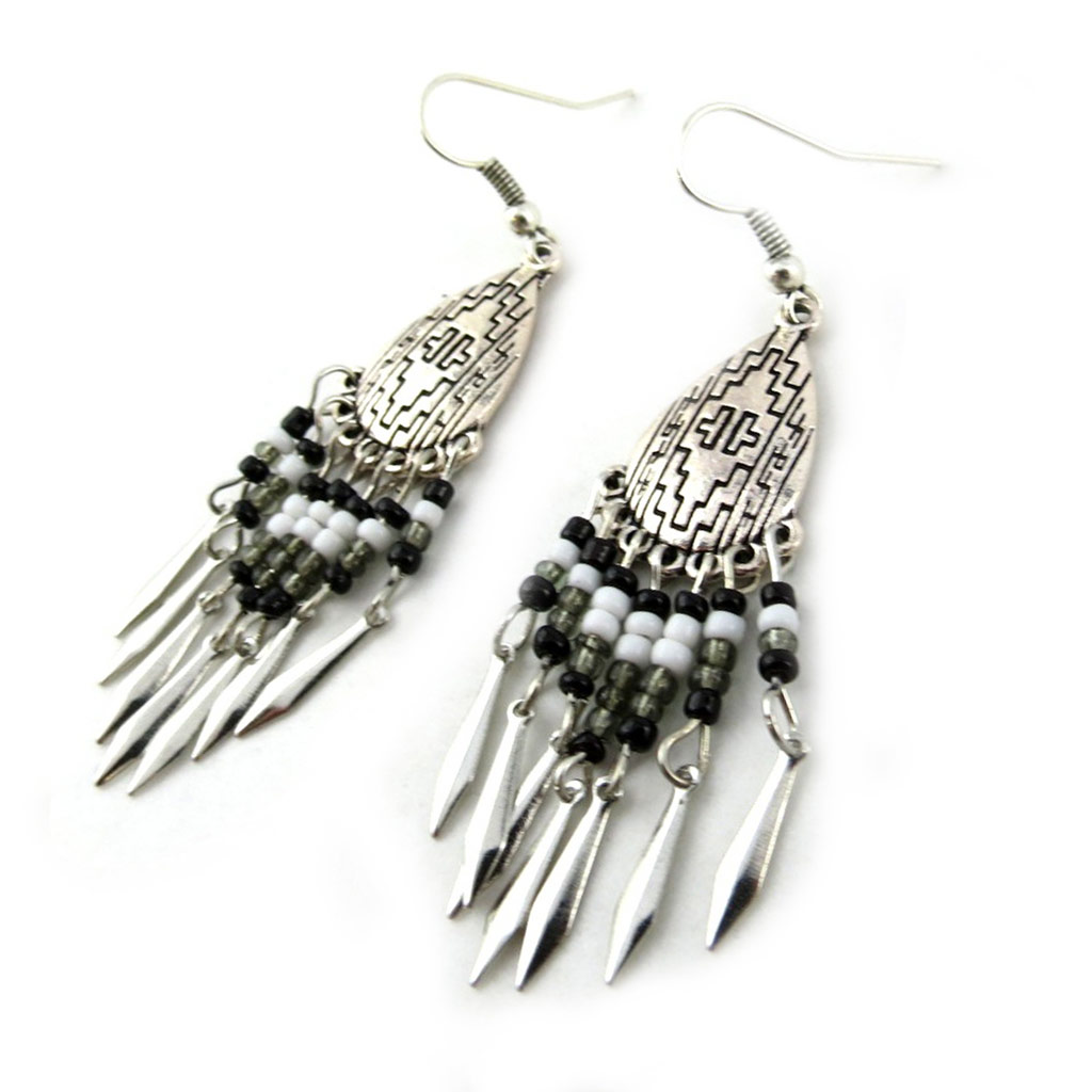Boucles \'Navajos\' noir gris - [N1021]