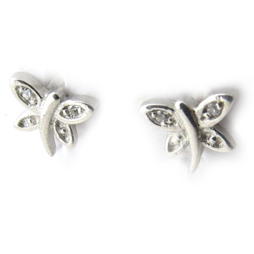 Boucles Argent \'Papillons de Charme\' blanc - [N1328]