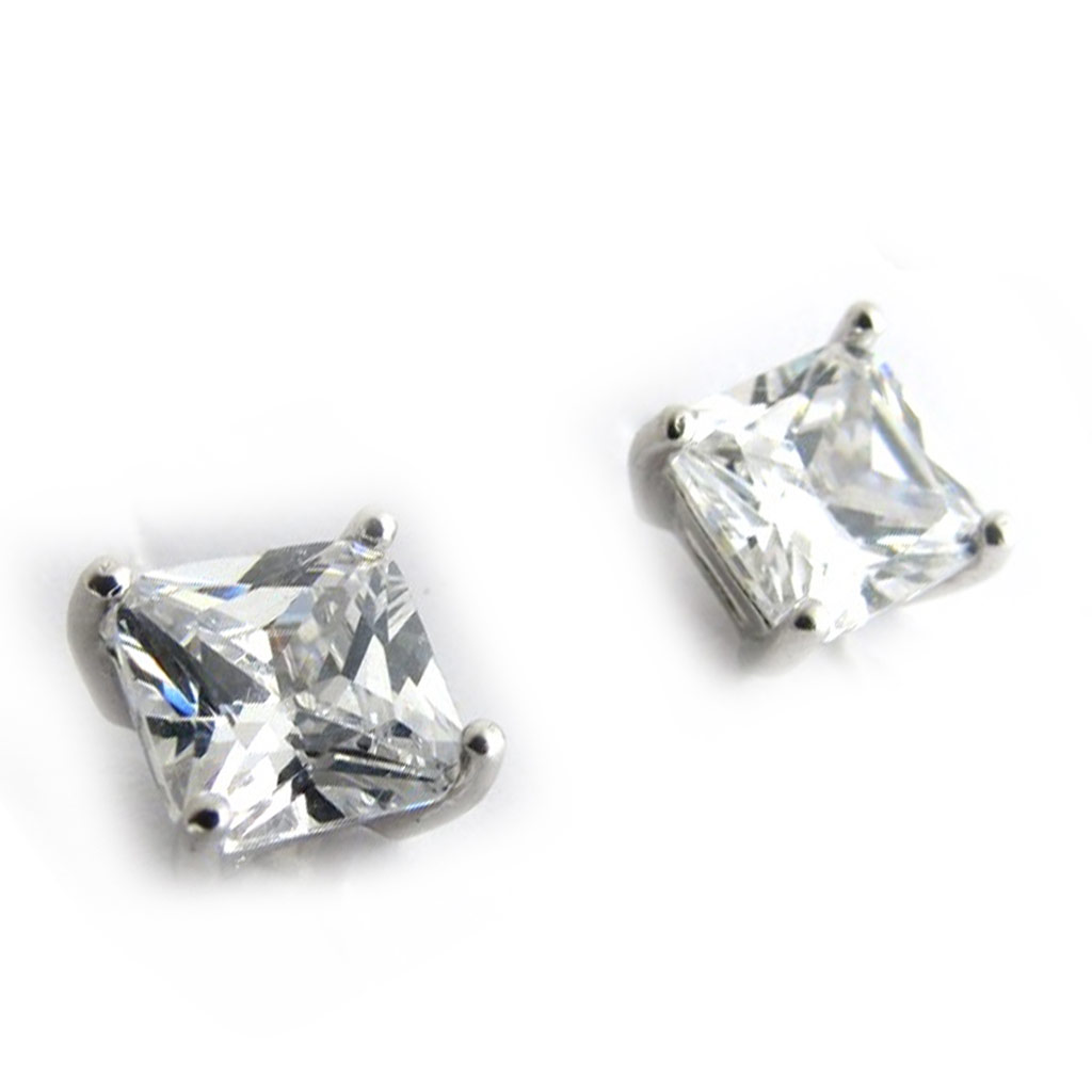 Boucles argent \'Essentiel\' blanc 6 mm - [N1339]