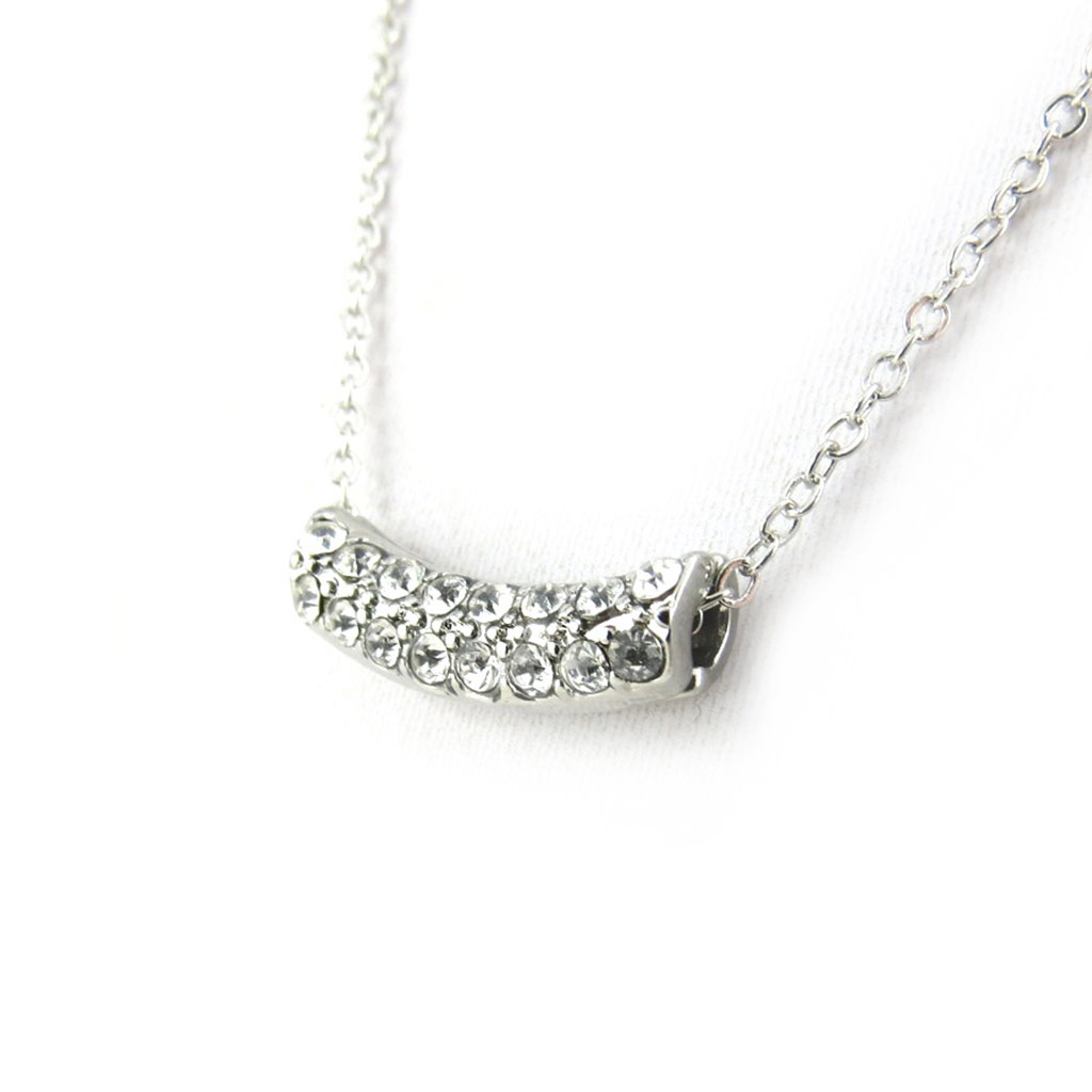 Collier Créateur \'Sissi\' blanc argenté - [N1509]