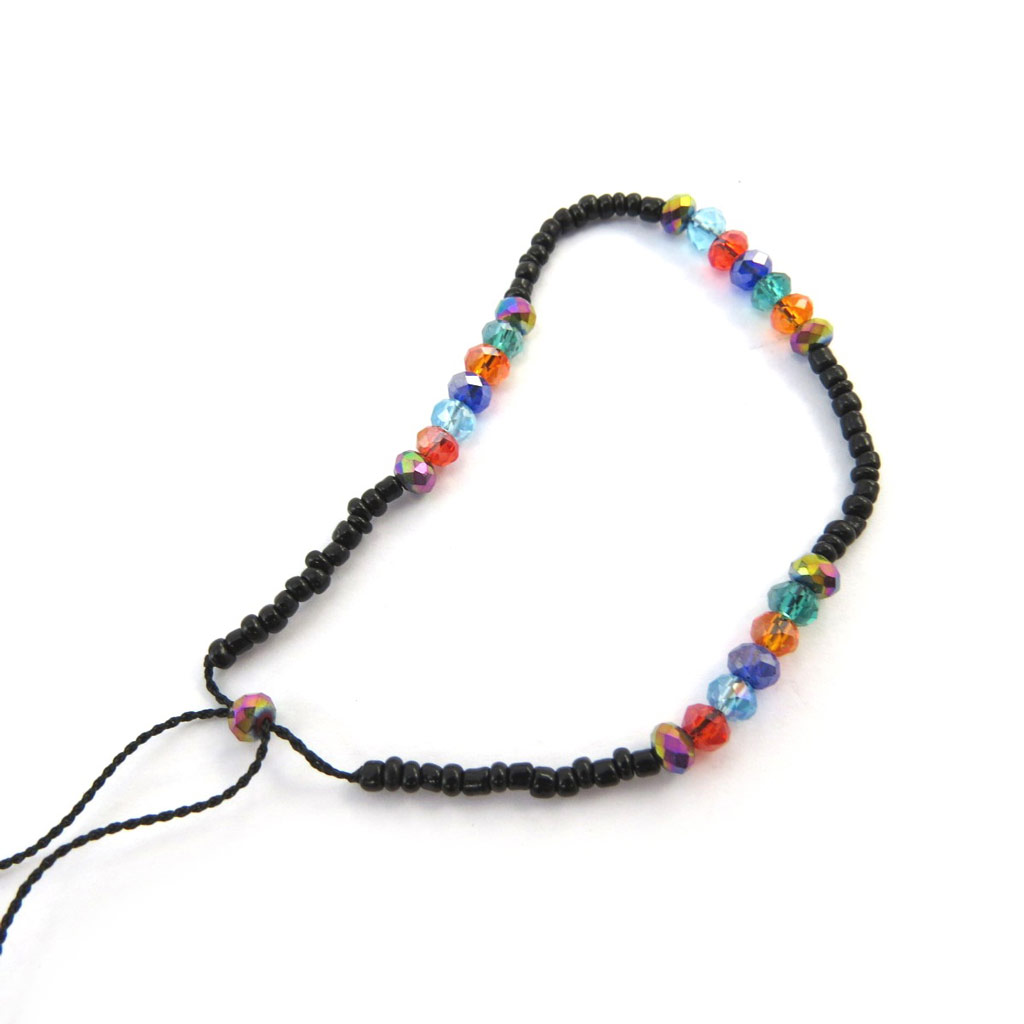 Bracelet ethnique \'Altaï\' noir multicolore - [N4625]
