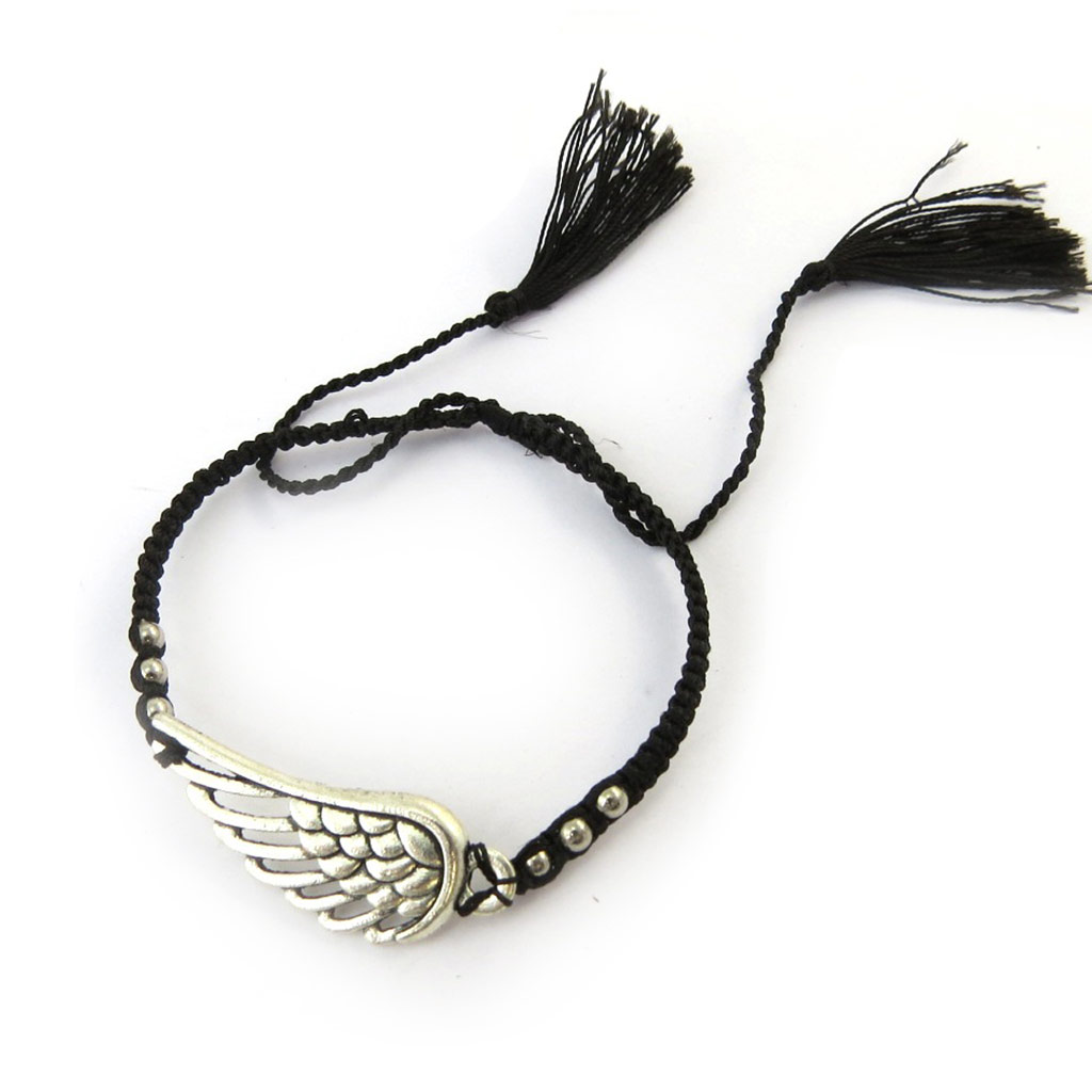 Bracelet ethnique \'Navajos\' noir argenté - [N4630]