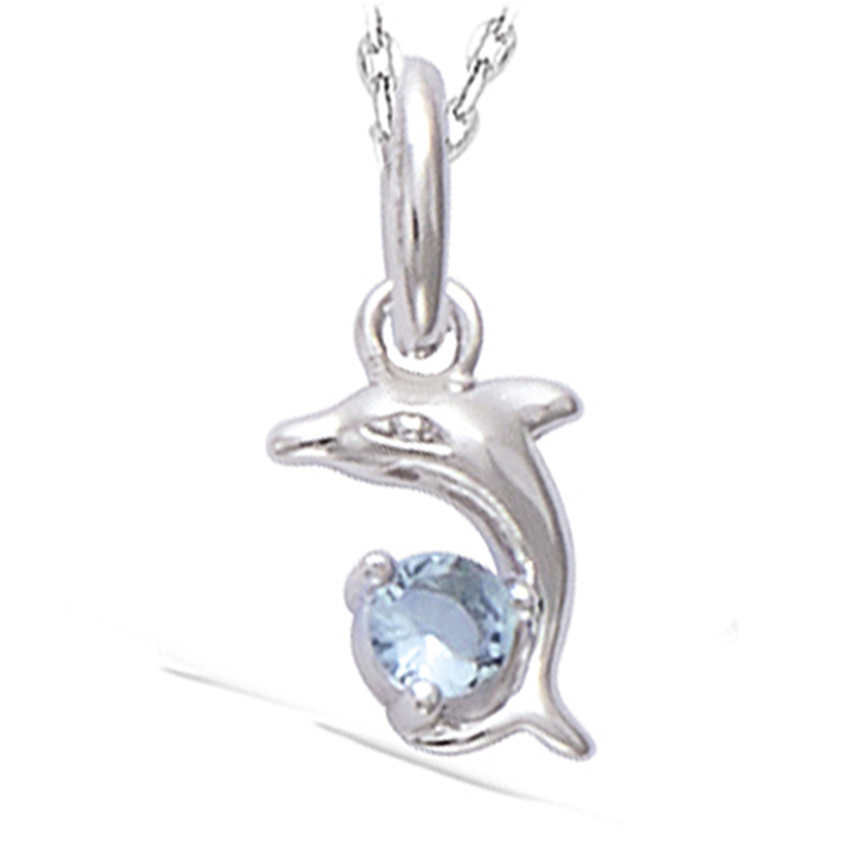 Pendentif Argent \'Tendres Dauphins\' turquoise argenté (rhodié) - 10x7 mm - [N5341]