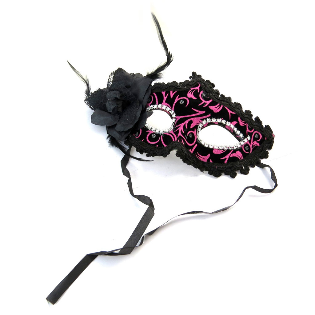 Masque créateur \'Carnaval de Venise\' noir rose - [N6179]