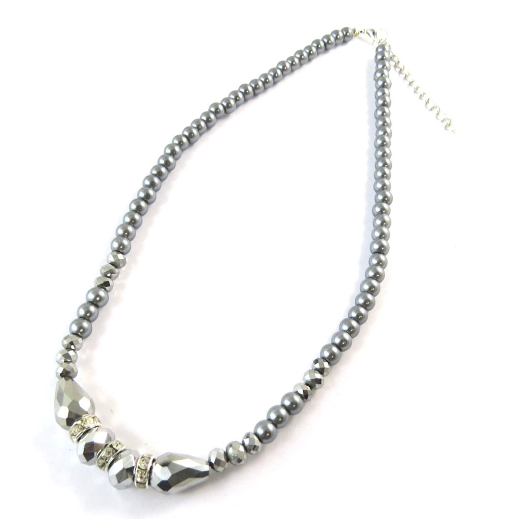 Collier \'Sissi\' gris argenté - [N8858]
