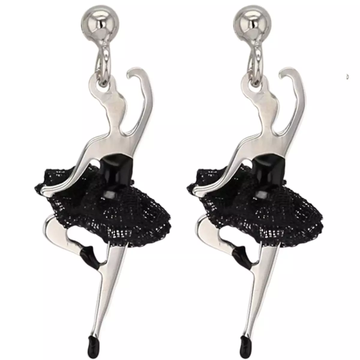 les trésors de lily Boucles Argent 'Ballerines' noir argenté (rhodié) [P3270]