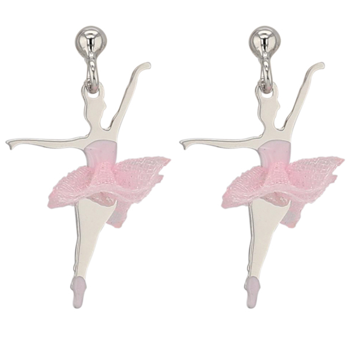 Boucles Argent \'Ballerines\' rose argenté (rhodié) - [P3274]