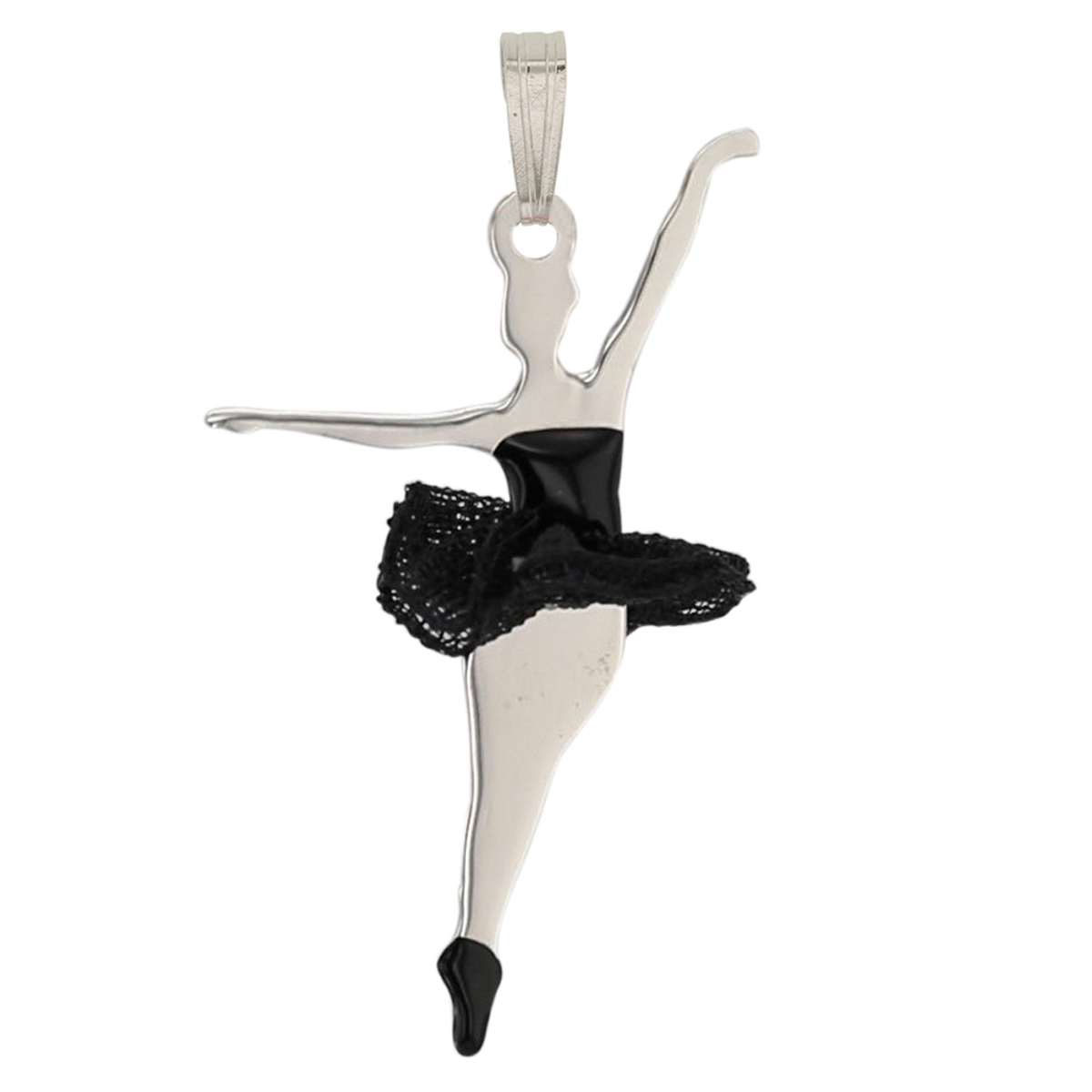 Pendentif Argent \'Ballerines\' noir argenté (rhodié) - [P3281]