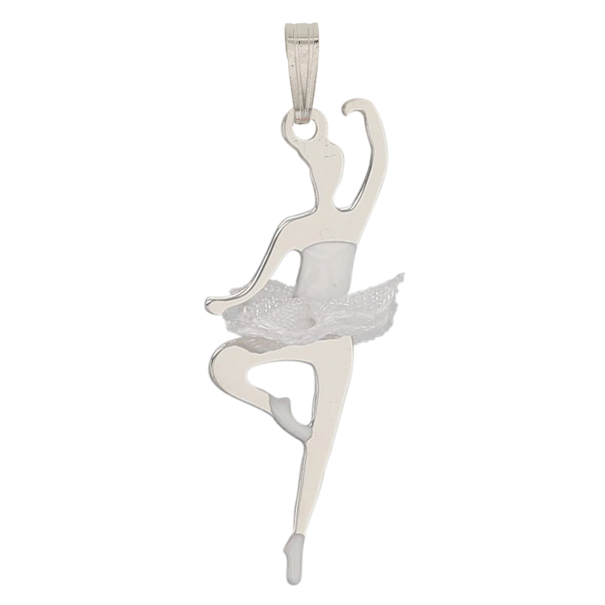 Pendentif Argent \'Ballerines\' blanc argenté (rhodié) - 25x12 mm - [P3284]