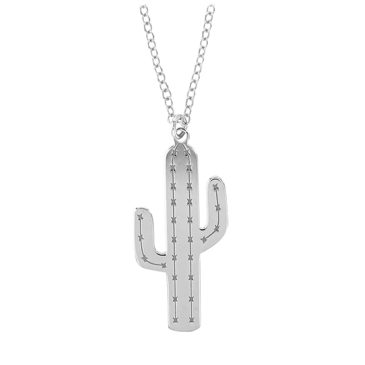 les trésors de lily Collier Argent 'Cactus' argenté (rhodié) 30x15 mm [P6004]