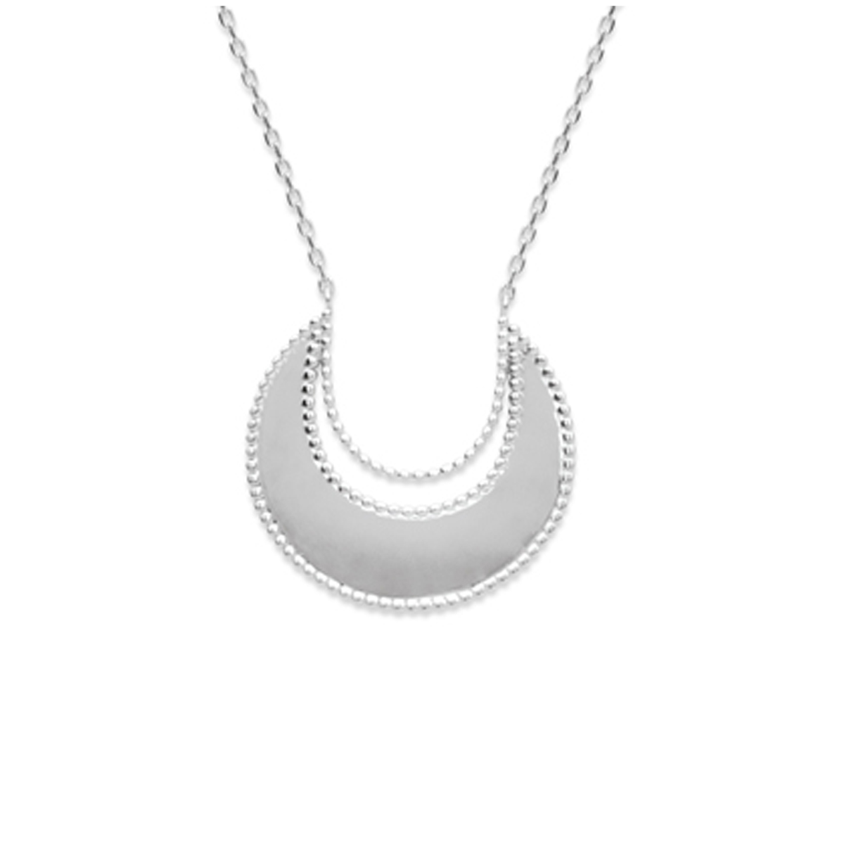 Collier Argent \'Cléopatra\' blanc argenté (rhodié) - 25x25 mm - [P7834]