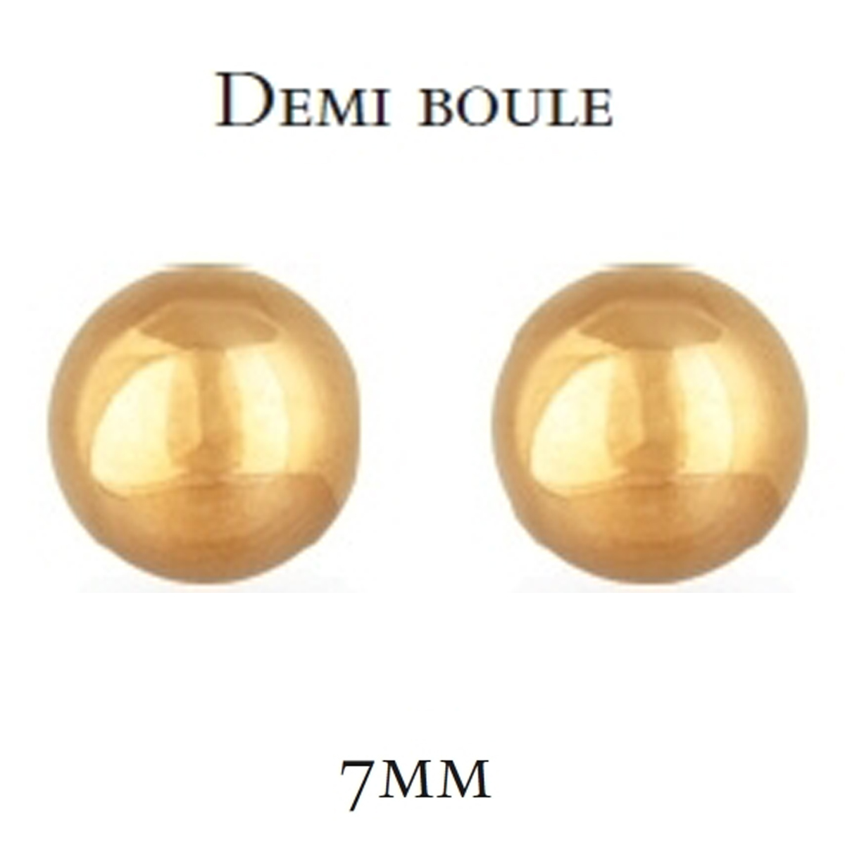 Boucles Plaqué Or \'Billes\' demi-sphère - 7 mm - [M6974]