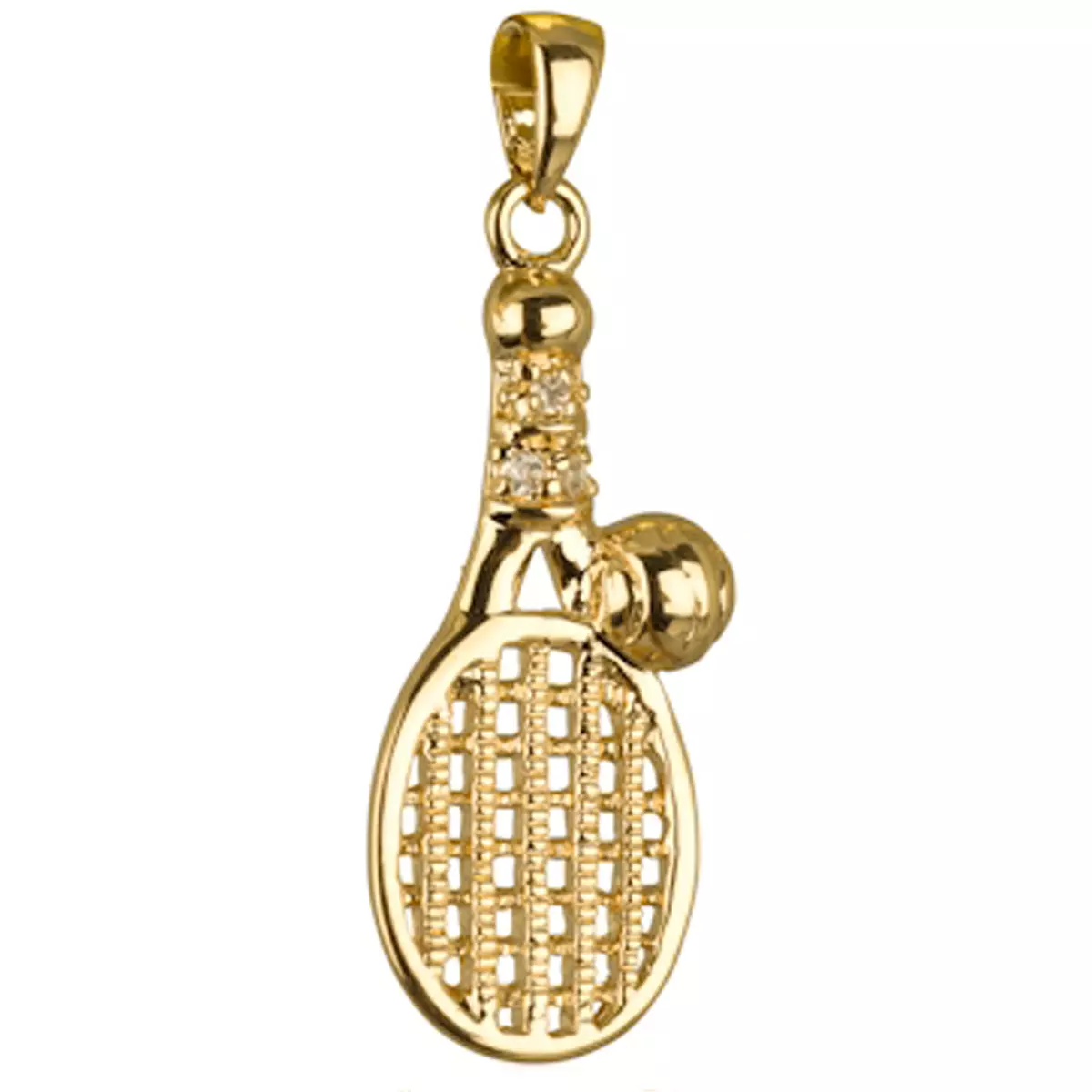 les trésors de lily Pendentif Plaqué Or 'Passion Tennis' (raquette) blanc doré 25x10 mm [M6982]