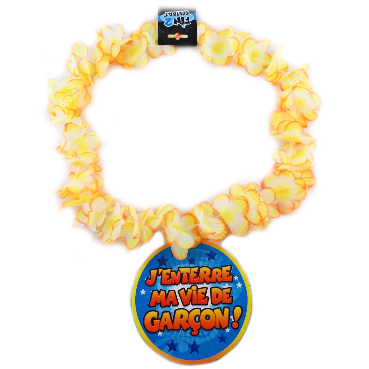 Collier de fleurs \'Enterrement de vie de garçon\' jaune (Team EVG) - [Q0284]